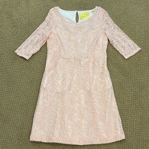 Maeve Anthropologie Pink Lefkara Lace Dress size Small Fairycore Romantic